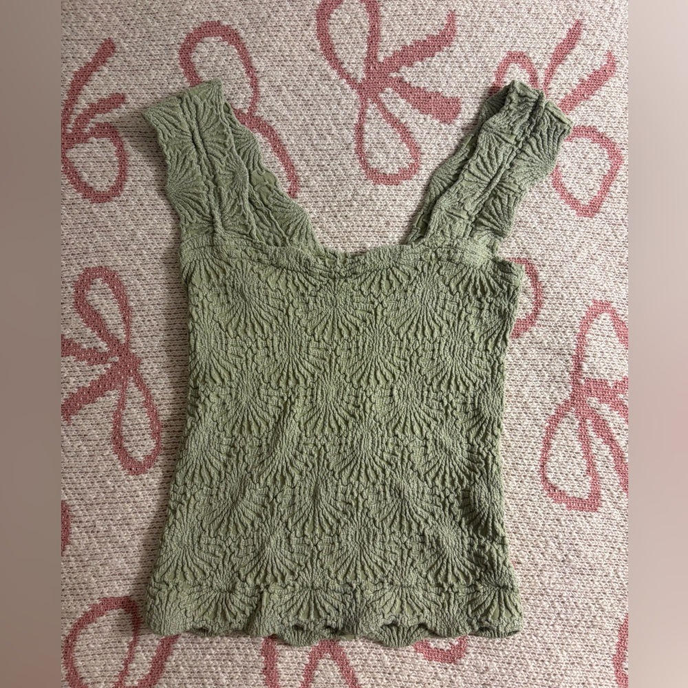 Textured Olive Green Women's Top